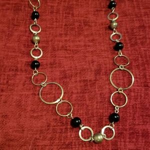 Worthington silver circle and black bead necklace